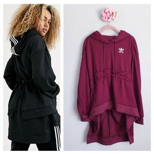 Adidas Originals x J KOO Trefoil Ruffle Hoodie in burgundy